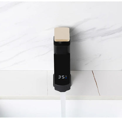 Digital Basin Faucets Smart Bathroom Faucet Shower Room Taps Water Temperature LED Black White Sink Tap Rotating Stainless Steel