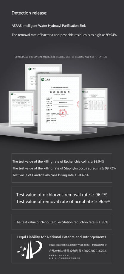 ASRAS high-quality 304 stainless steel multifunctional kitchen sink intelligent food purification large-sized sink nano gray