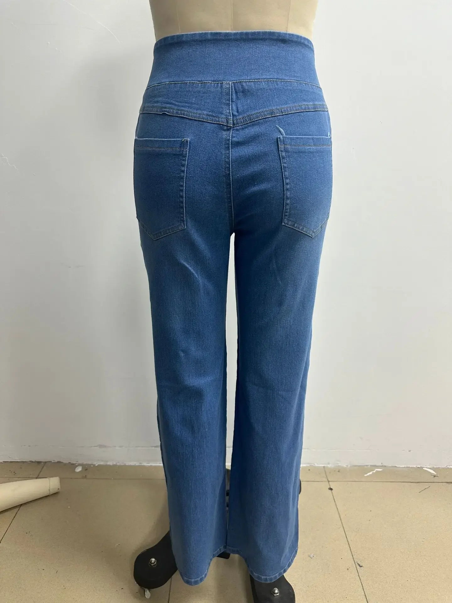 Washed Straight Leg Jeans Women's High Waist Denim Pants Comfortable Fit Long Trousers Cross-Border European Style.