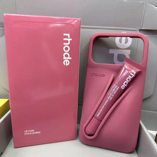 Lipgloss Lip Balm Lipstick Holder Case For iPhone 17 Air 16 15 14 Plus 13 12 11 Pro Max 16e Shockproof Soft Silicone Cover.