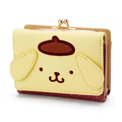 Sanrio Hello Kitty Bag Kawaii Cinnamoroll My Melody Kuromi Casual Fashion PU Leather Wallet Cute Folding Card Bag Birthday Gifts.