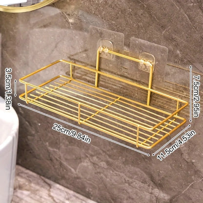 Wandregal ohne Bohren, Badezimmer-Aufbewahrung, Organizer, Hängeregal für Zuhause, Küche, Metallrahmen, Regale, Badezimmer-Accessoires