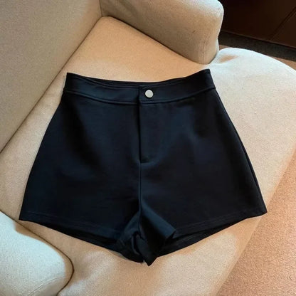 High-waisted Slimming A- line Tight Black Shorts For Women 2024 Spring Korean Style Elastic Hot Pants High Elasticity.