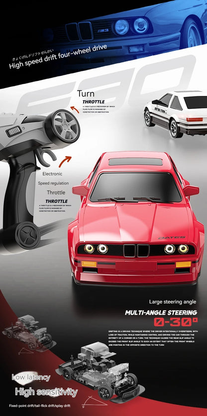 New Rc Car Four-Wheel Drive 1:16 Retro E30 Sports Car Remote Control Car 4wd 30km/H High Speed Drift Car 2.4g Cvt Rc Car Toy Boy.