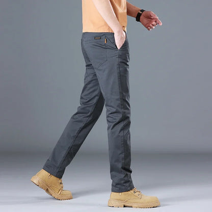 Men's High Quality Pure Cotton Classic Solid Color Casual Pants Business Stretch Slim Straight Brand Trousers Male Autumn New.