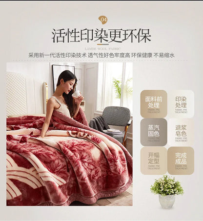 Double Layer Raschel Blankets Soft Warm Faux Fur Mink Throw Thicken Fluffy Microfiber Plush Weighted Blankets For Beds.