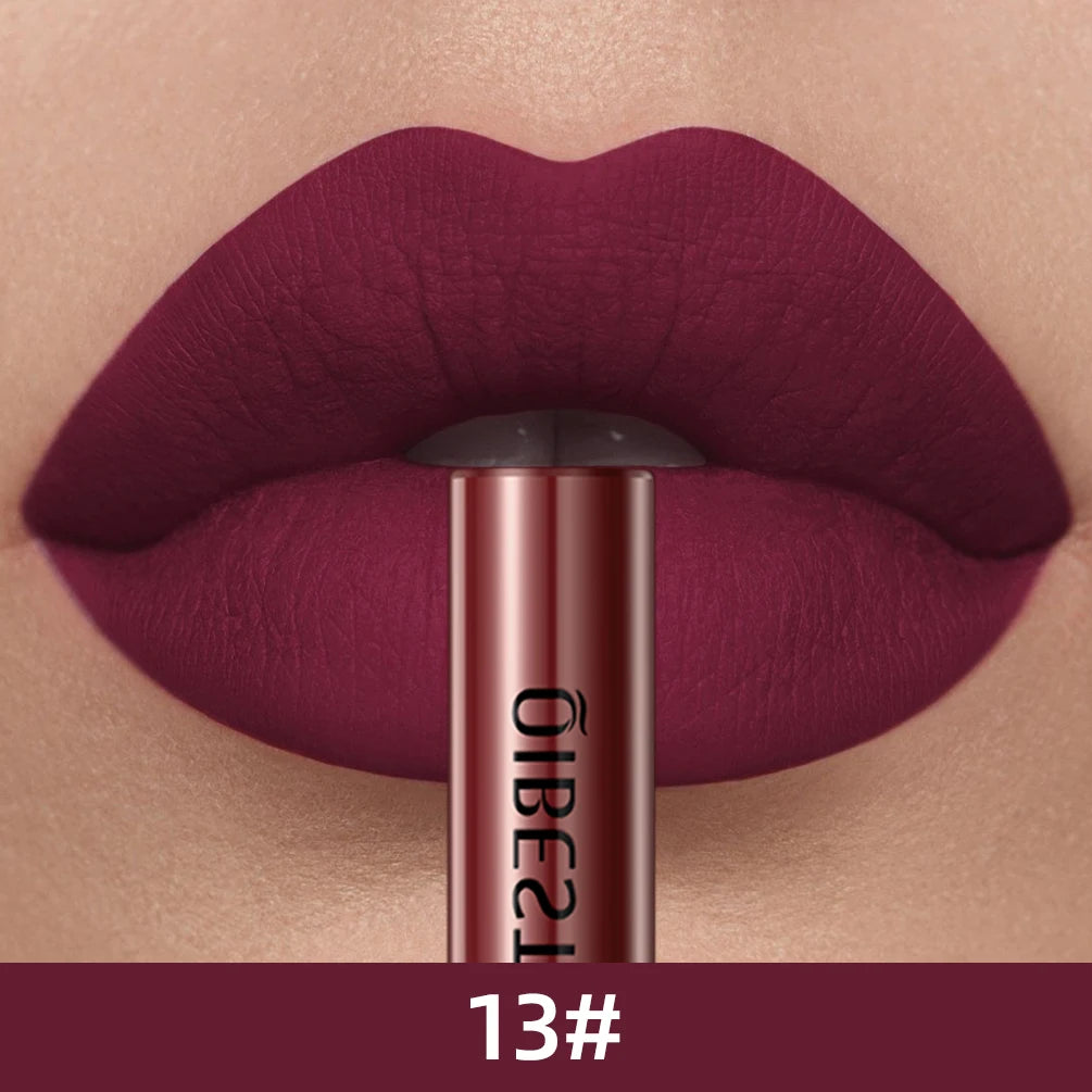 QIBEST Matte Liquid Lipstick Waterproof Long Lasting Lip Gloss Velvet Mate Nude Red Tint Tube Lipsticks Lipgloss Makeup Cosmetic
