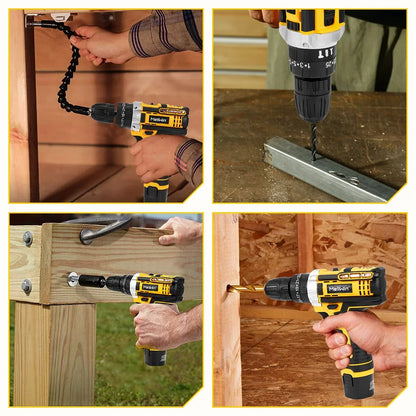 MELLWIN 25 + 3 Drehmoment elektrische Bohrmaschine 12 V Akku-Bohrschrauber Elektroschrauber 2 Gang Geschwindigkeit einstellbar Mini-Elektro-Treiber-Werkzeugsatz