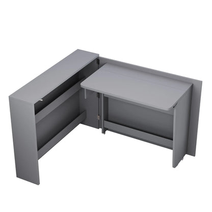 Klappbarer Schreibtisch mit Rollen und kabellosem Ladegerät – 2-in-1-Sideboard und Arbeitsplatz, mit Regal und Kippschutz, Rollen mit Bremstisch