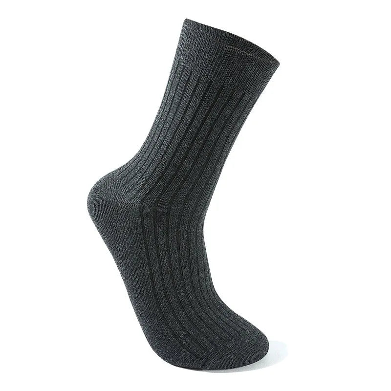 5 Pairs Socks Men's Mid-tube Sweat Absorption Business Sports Black Solid Color Stockings Autumn Winter Double Needle Breathable.