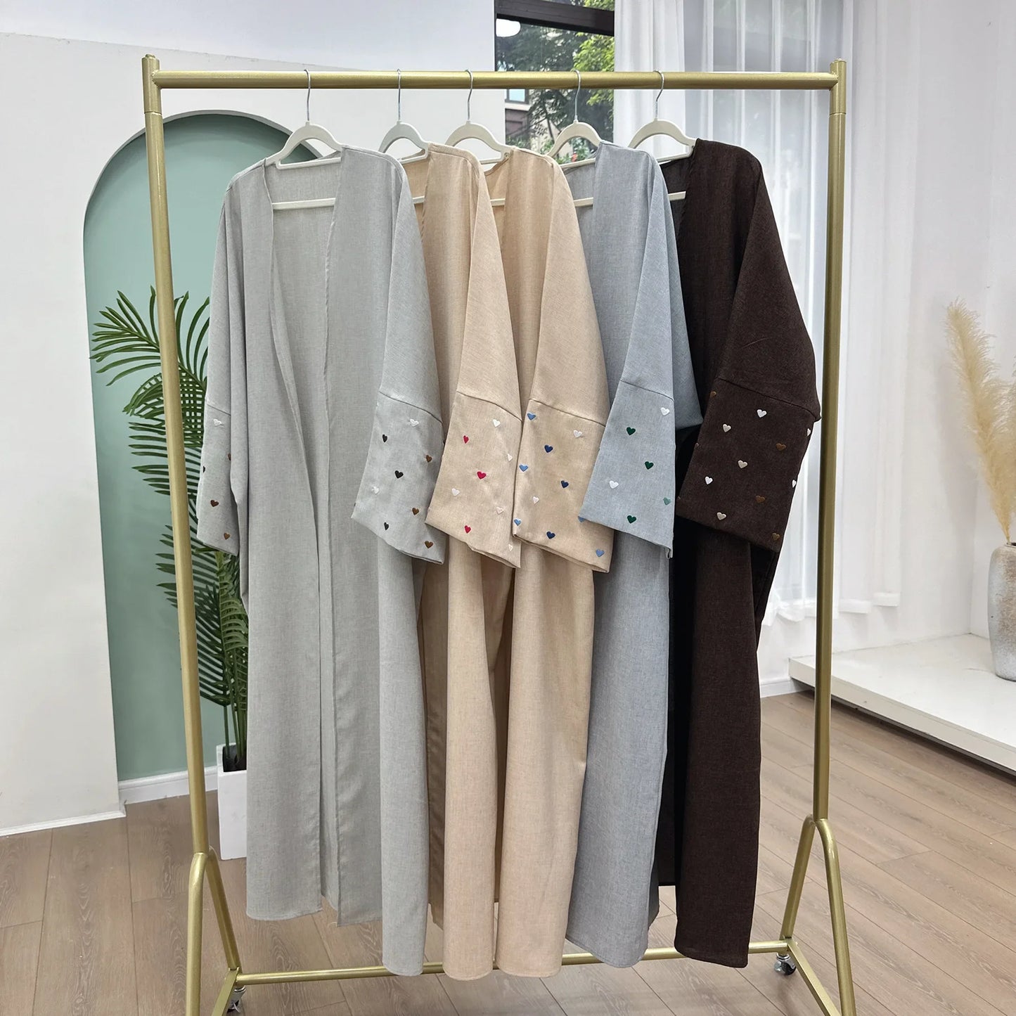 2025 Ramadan Eid Open Butterfly Moon Heart Modest Kimono Abaya Dubai Turkey Muslim Dress Abayas for Women Kaftan Kebaya Caftan.