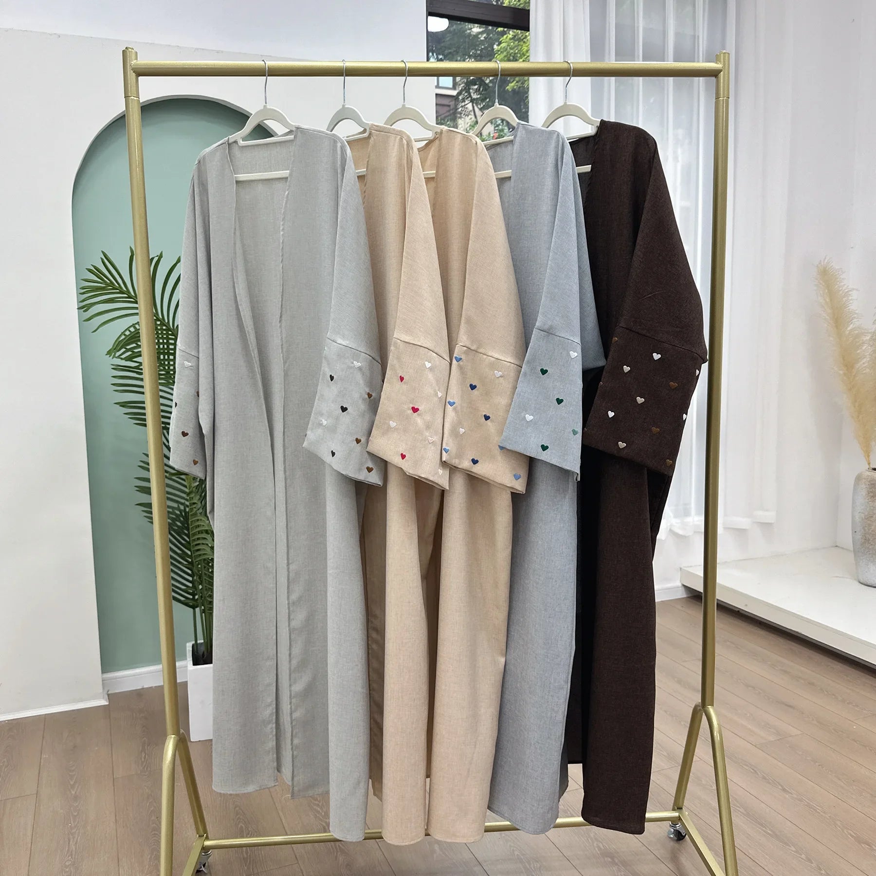 2025 Ramadan Eid Open Butterfly Moon Heart Modest Kimono Abaya Dubai Turkey Muslim Dress Abayas for Women Kaftan Kebaya Caftan.