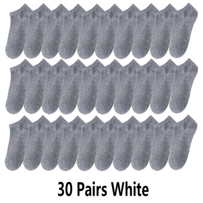 10/20/30Pairs Socks Men Women Boat Socks Thin Breathable Comfy Sweat-absorbing Ankle Socks Unisex Casual Plain Color Short Socks