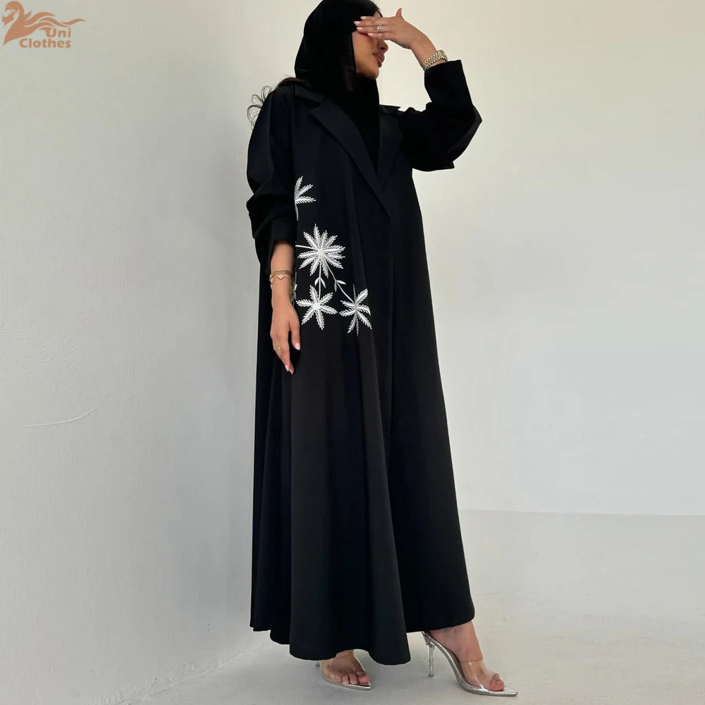 Ramadan Eid Black Open Muslim Dress Kimono Abaya Damen Dubai Luxury Islam Women Clothing Kebaya Kaftan Robe Femme Musulman Gown.