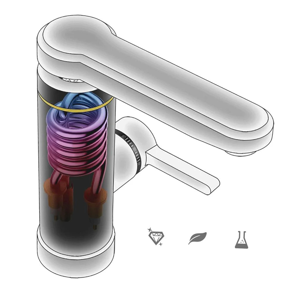 Electric Kitchen Faucet, 3000W Instant Heating, 360° Rotatable Spout, Stainless Steel & ABS, Hot & Cold Water