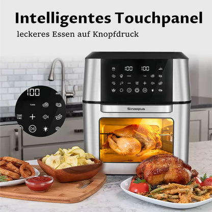 12L Air Fryer Mini Oven,Multi Function Smart machine Air fryers with Glass Viewing Window,Oilless Cooker with LED Touch Control.