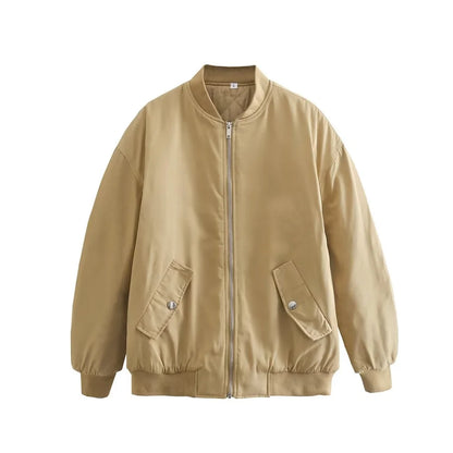 UNIZERA2023 Herbst und Winter Neue frauen Mode Stil Stehkragen Solide Lose Fit Flieger Jacke Baumwolle Mantel