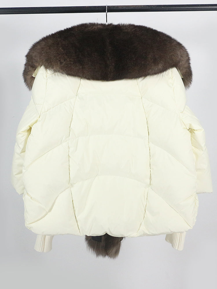 Lose Natürliche Echt Fox Pelz Kragen Mantel Dicke Neue Europäische Mode Weiße Ente Unten Jacke Winter Frauen Warme Luxus Oberbekleidung