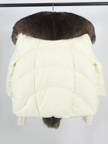 Lose Natürliche Echt Fox Pelz Kragen Mantel Dicke Neue Europäische Mode Weiße Ente Unten Jacke Winter Frauen Warme Luxus Oberbekleidung