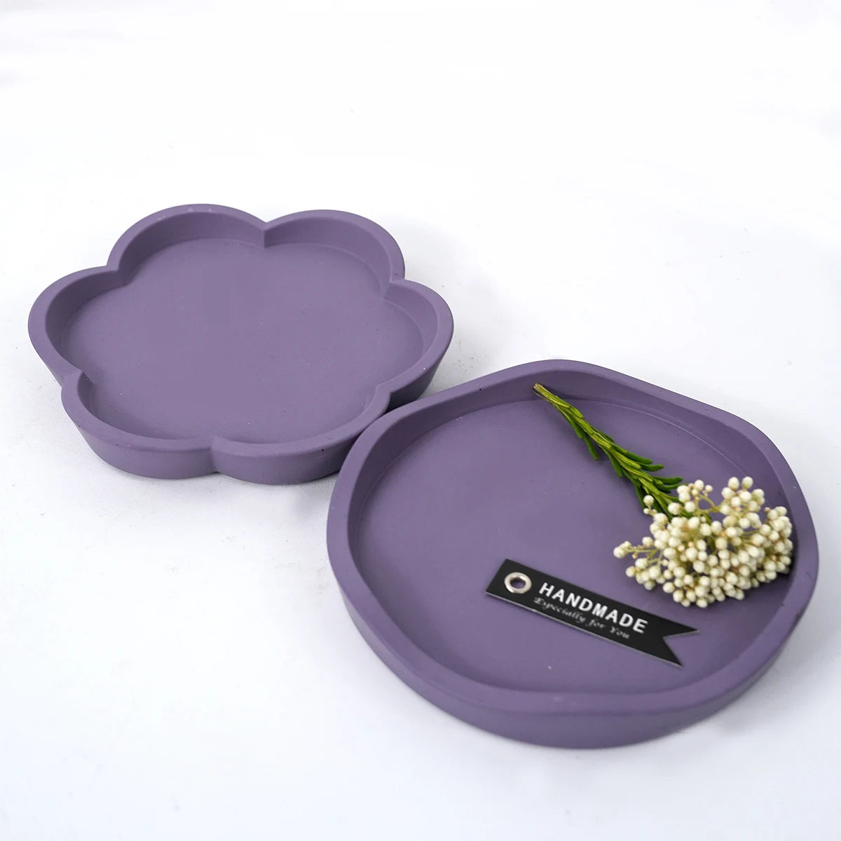Flower Shape Tray Silicone Mold DIY Handmade Round Coaster Plaster Molds Concrete Resin Storage Plate Crafts Making Home Decor.
