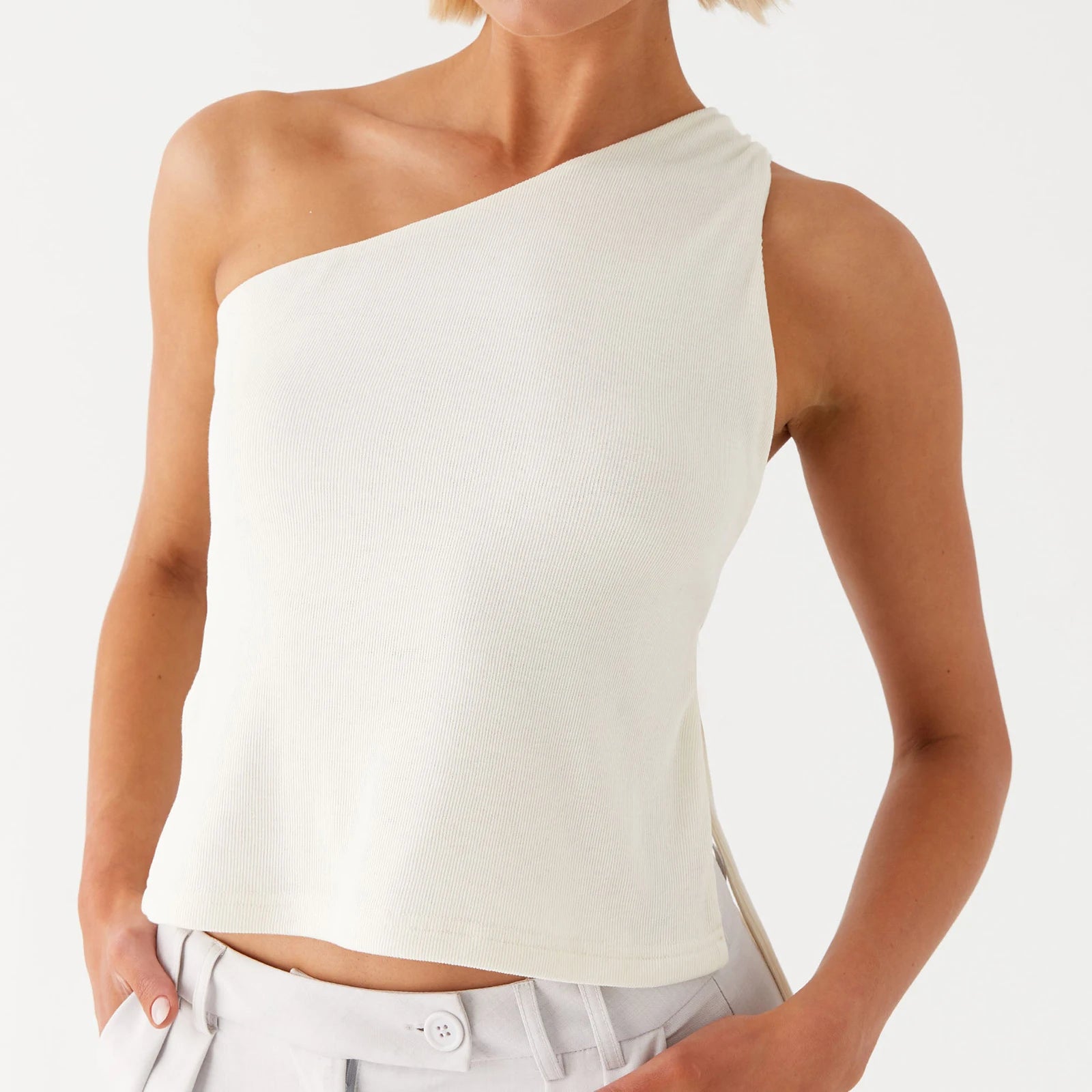 Women Summer One Shoulder Tank Tops Y2K Vintage Sleeveless Backless Tie-up Side Vest Coquette Aesthetic Crop Top Streetwear.