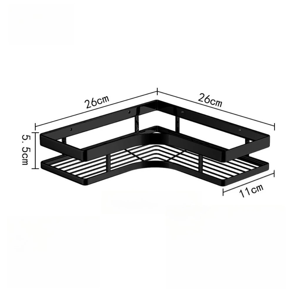 Dusch-Eckregal aus Edelstahl, kein Stanzen, verdickte flache Stange, dreieckiges Regal für Badezimmer, Küche, Organisation, platzsparend