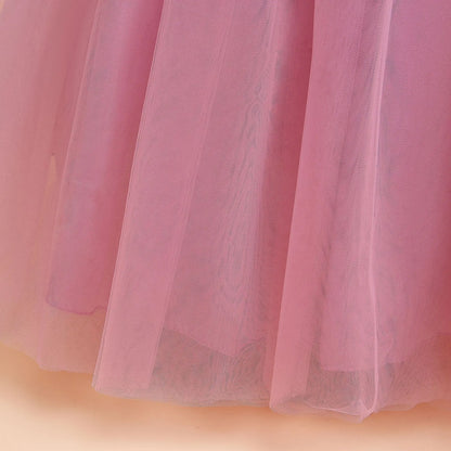 Mädchen Partykleider Weiß Langes Hochzeit Brautjungfer Prinzessin Kleid Abend Tüllkleid Abschlussball Klavier Performance Kleid.