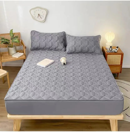 Flower Pattern Adjustable Fitted Sheet Quilted Cotton Fabric Mattress Protector With Elastic Band 90/120/150/180 Solid Color Bed.