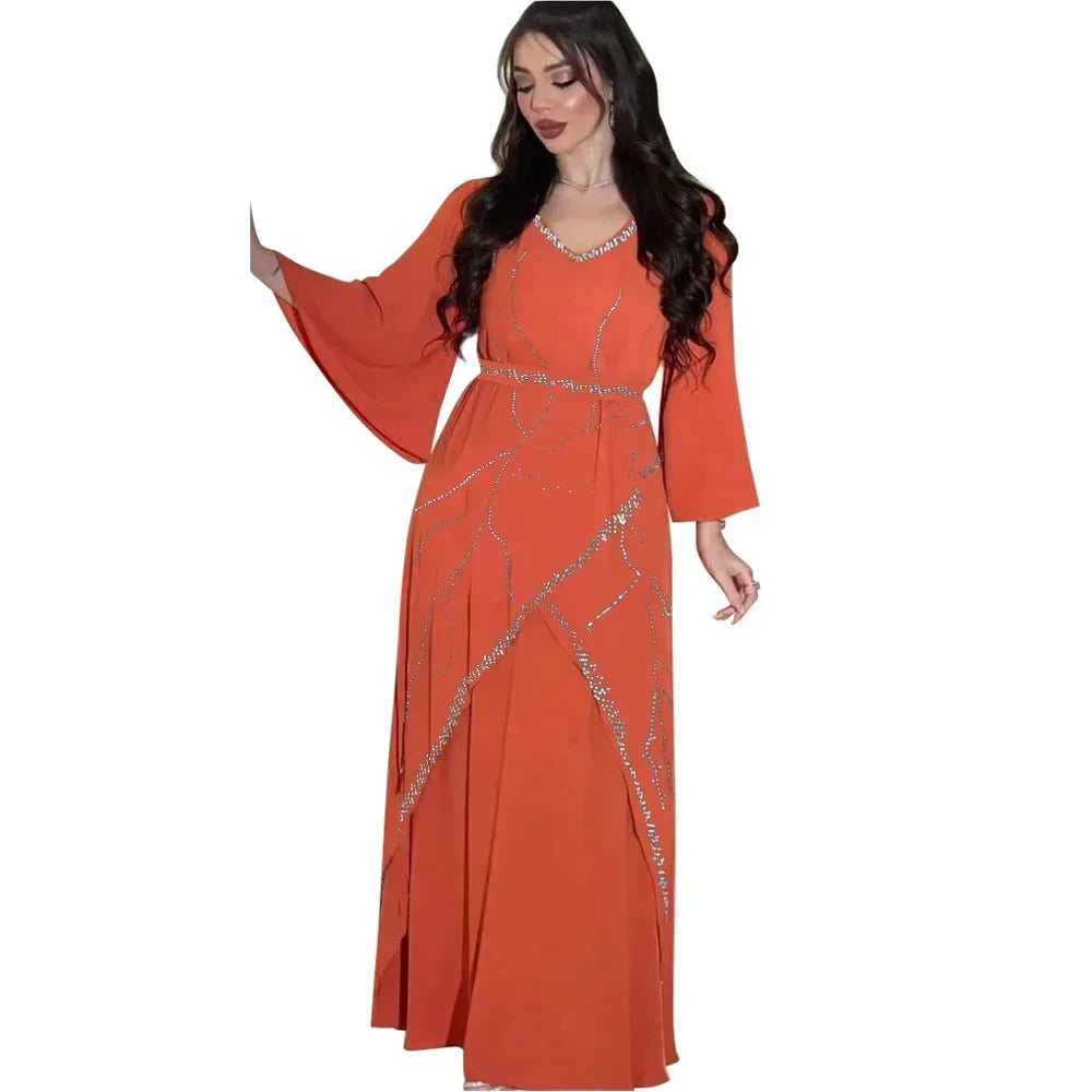 Diamanten Abayas für Frauen Muslimischen Abend Party Kleid Islam Kleidung Arabische Robe Saudi Kleid Marocain Kaftan Dubai Jalabiya Djellaba