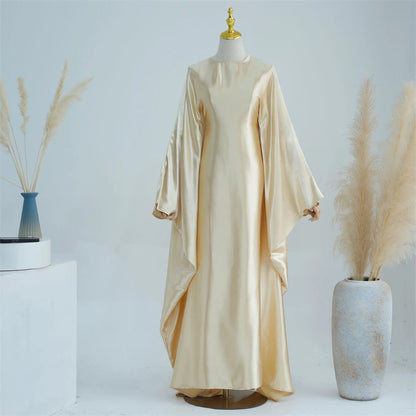 Eid Batwing Satin Shimmer Soft Crepe Abaya Dubai Luxury 2024 Islam Muslim Maxi Kaftan Dress Kebaya Abayas For Women Vestidos