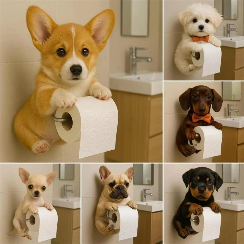 1 PCS Lustige Hund Toilettenpapierhalter Wand Harz Tier Statue Badezimmer Tissue Roll Organizer Wohnkultur