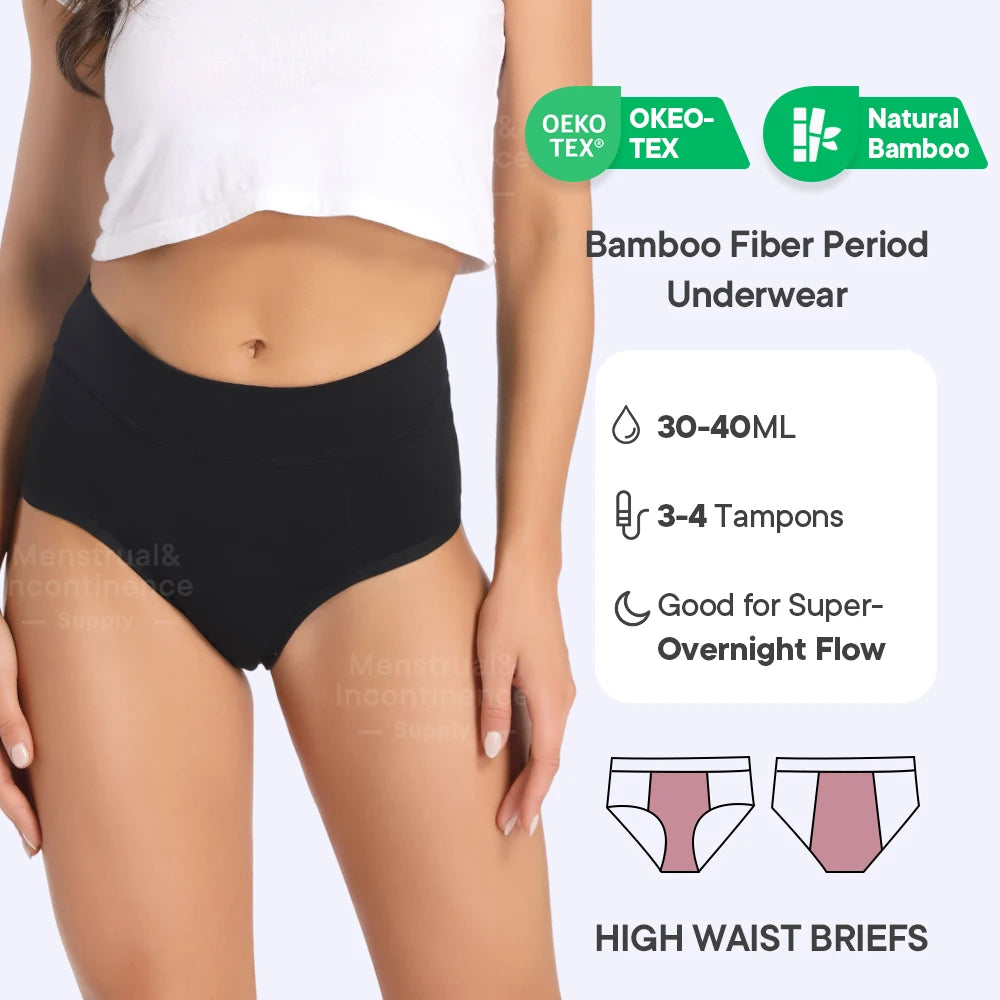 High Waist Washable Menstrual Panties Heavy Flow Overnight Reusable Comfortable Leakproof Absorbent Underwear.