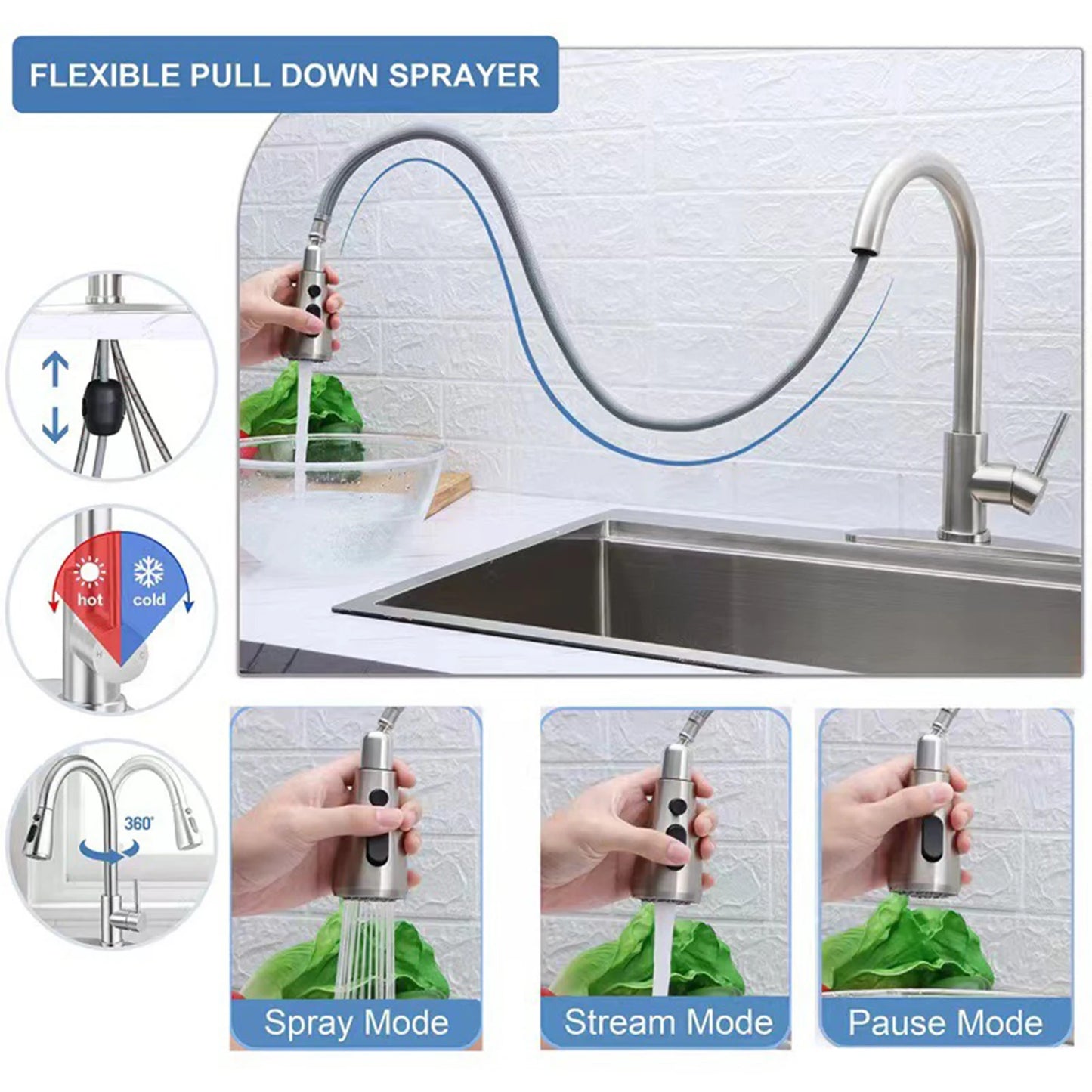 Wasserfall-Küchenspüle, Unterbau-Küchenspüle aus Edelstahl mit einer Schüssel, modernes Küchenspüle für die Arbeitsplatz