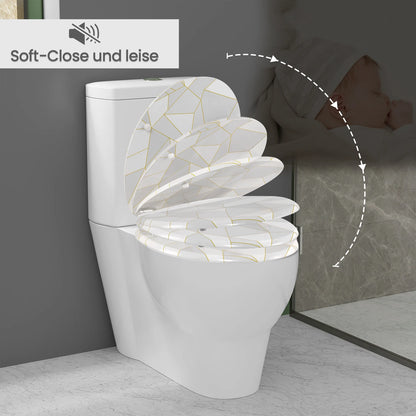 O-förmiger Toilettensitz, verstellbare Scharniere, Toilettendeckel mit Motiv, Soft-Close-Mechanismus für Badezimmer
