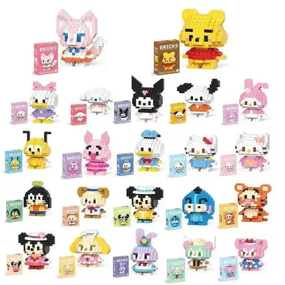 Disney 108 Style Stitch LinaBell Hello Kitty Building Blocks Princess Cartoon Figrues Bricks Children's Assembly Toys Model Gift