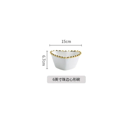 Nordic Luxury Phnom Penh Love Plate Ceramic Plate Dim Sum Fruit Breakfast Salad Dish Restaurant Steak Plate Jewelry