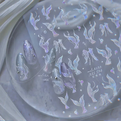 Ocean Theme 5D Nail Sticker Summer Beach Seashells Starfish Conch Scallop Shell Coral Self Adhesive Decoration Manicure Decal