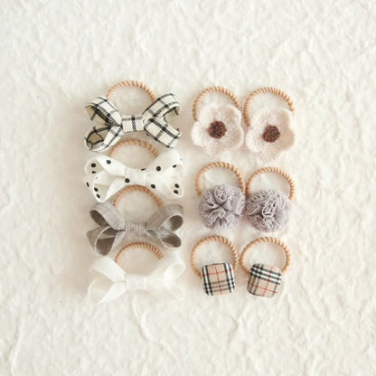 10Pcs/Lot, Elastic Hair Bow Clips for Children, Children's Headwear Hair Accessories for girls, Cute Hair ties, Lovely Hair Rope