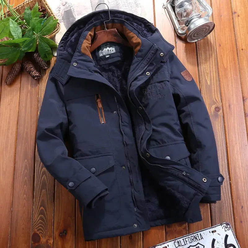 Winter Parka Men Windbreaker Fleece Thick Warm Fur Coats Male Retro Hooded Streetwear Overcoats Men's Windproof Jackets 6xl.
