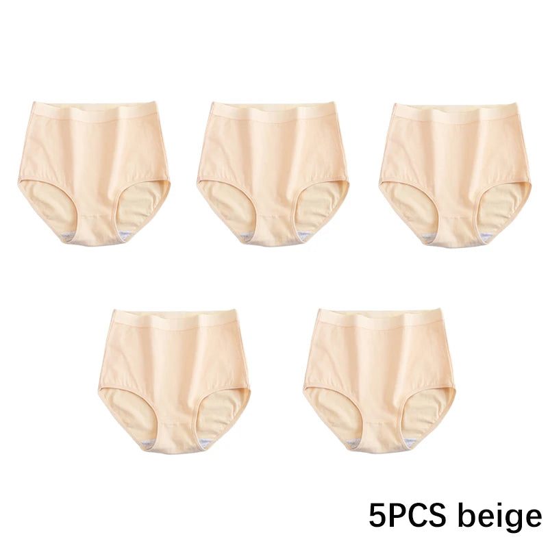 FallSweet 5PCS/set Women’s Cotton Panties Seamless Plus Size Briefs Solid Underwear Soft Breathable Underpants Female Lingerie.
