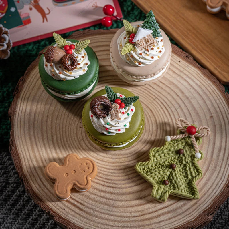Gefälschte Kuchen Simulation Weihnachten Macaron Kuchen Modell Künstliche Desserts Ornamente Weihnachten Party Fenster Display Fotografie Requisiten.