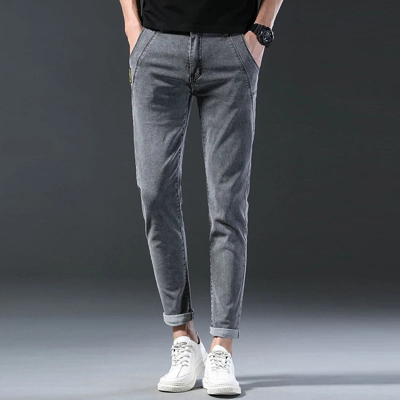 Men New Fashion Comfortable Slim Fit Jeans Male Loose Straight Smart Casual Denim Pants Regular Look Taller Elasticity Trousers.
