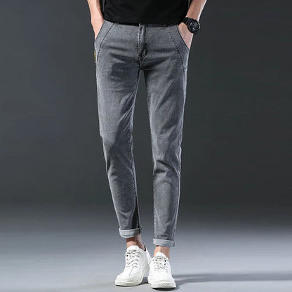 Men New Fashion Comfortable Slim Fit Jeans Male Loose Straight Smart Casual Denim Pants Regular Look Taller Elasticity Trousers.