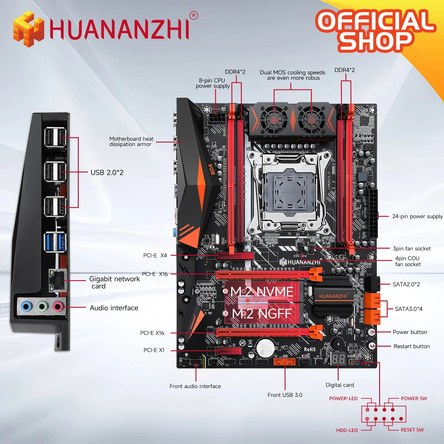 HUANANZHI X99 BD4 with E5 2680 V4 LGA 2011-3 X99 Motherboard Support DDR4 Combo Kit for High-End Gaming And Professional Use.