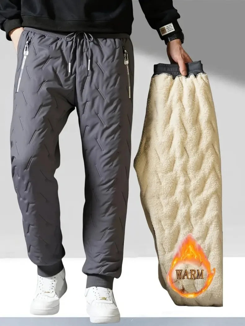 UETEEY Winter Thermal Fleece Pants Men Plush Lambswool Thicken Warm Waterproof Trousers Man Casual Windproof Joggers Sweatpants.