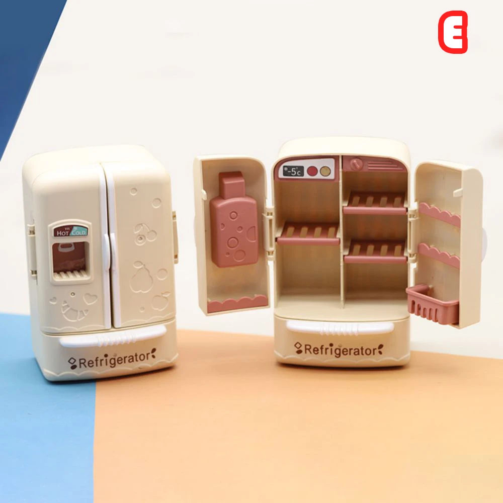 Cute Simulation Microfilm Furniture Double Door Refrigerator 1:12 Dollhouse Kitchen Model Decorations For Girl Birthday Gifts.
