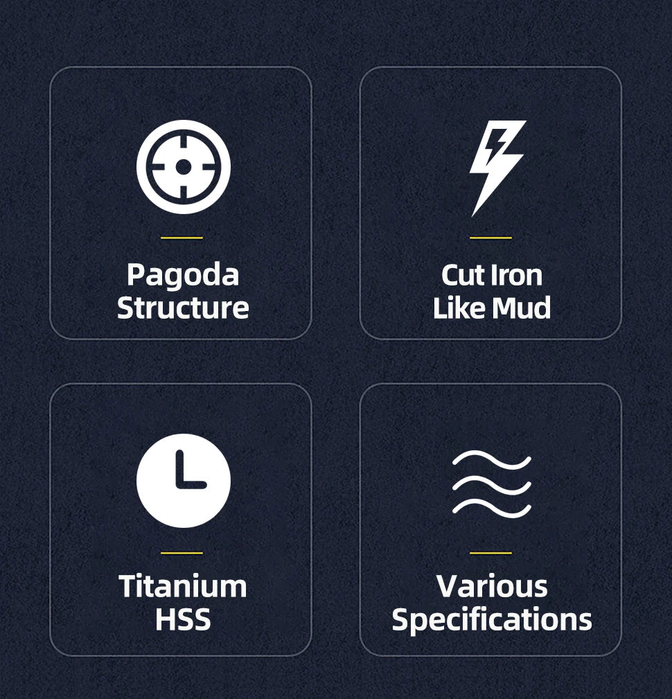TOOLEYE HSS Titan Stufenbohrer Bühnenbohrer für Metall Holz Hochgeschwindigkeits-Stufenbohrer-Set Elektrowerkzeuge 3-12 4-12 4-20 4-32 mm