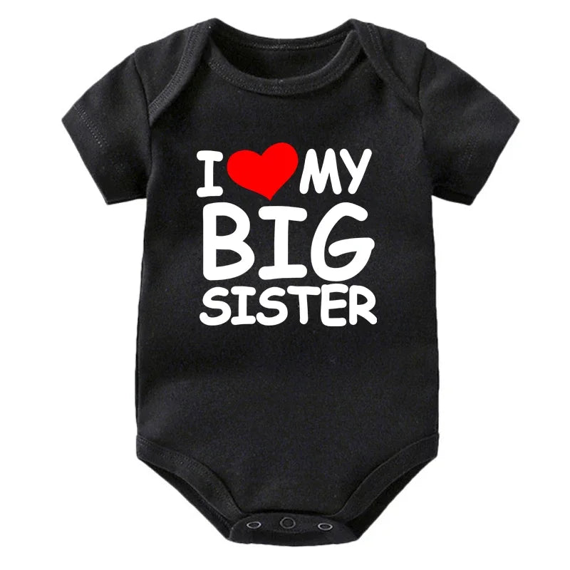 I Love My Big Sister Print Neugeborenen Baby Body Lustige Infant Jungen Mädchen Strampler Kurzarm Mode Baumwolle Baby Overall Outfit.