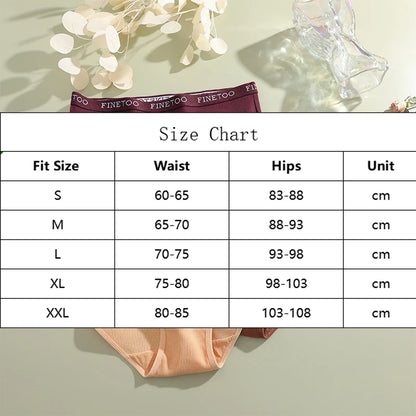 6Pcs/Set Cotton Women Panties Lady Plus Size Underwear High Waist Briefs Breathable Solid Color Female Lingerie Shorts FINETOO.