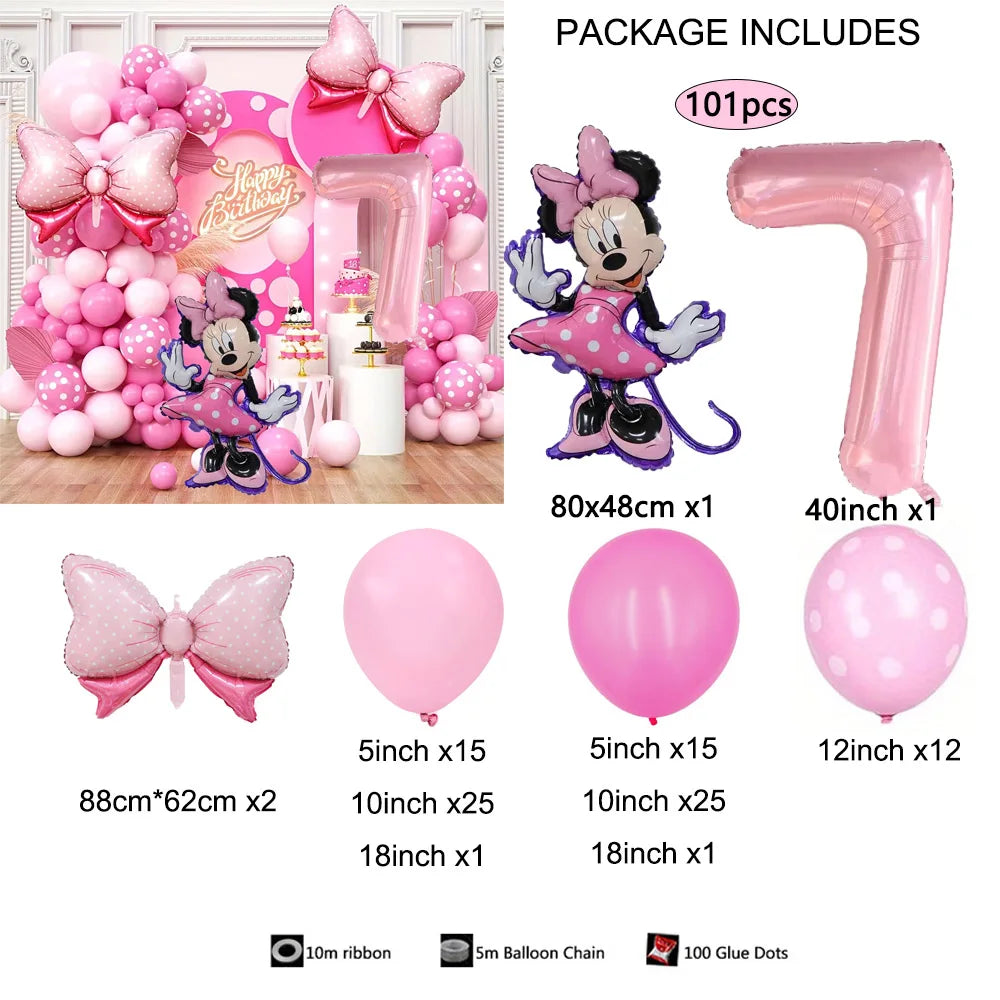 1Set Cartoon Minnie Maus Rosa Anzahl Ballons Girlande Bogen Kit Set Mädchen Prinzessin Geburtstag Party Baby Dusche Dekoration Geschenke.